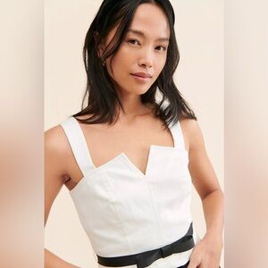 Maeve Structured Corset Top Sweetheart neckline V Notch Bow Ribb detail size 14